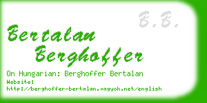 bertalan berghoffer business card